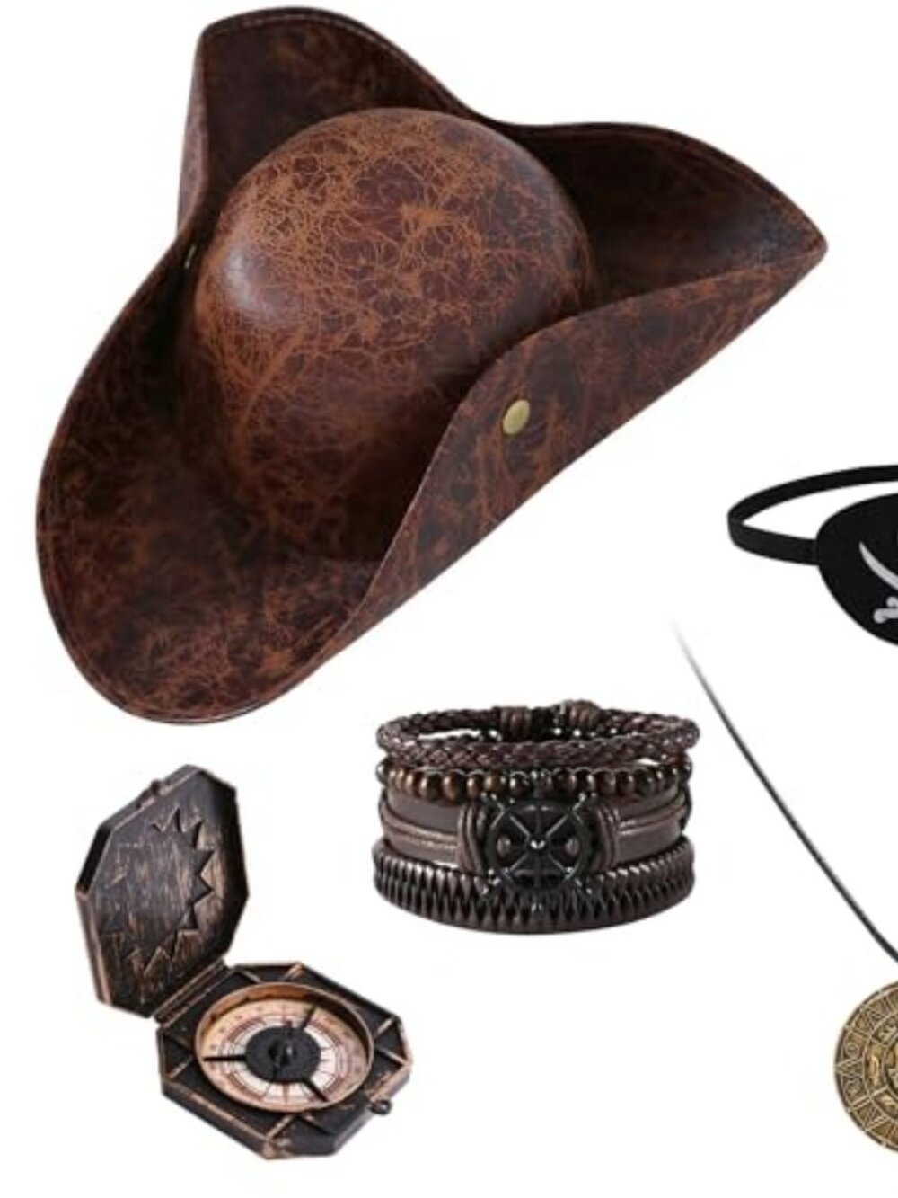 Pirate Hat Costume Accessories Set Men Women Halloween Pirate Dress Up
